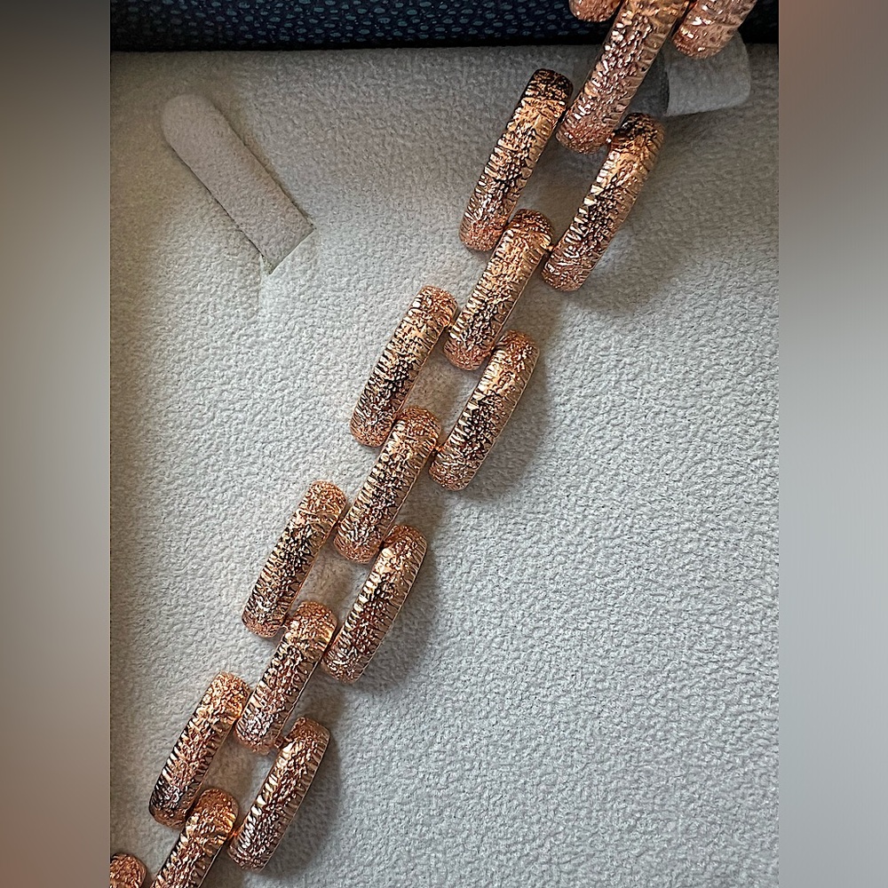 DESIGNER LUCY FOLK “ROSE GOLD PLATED" IRIDESCENT "LINK STYLE" CHOKER NECKLACE!
